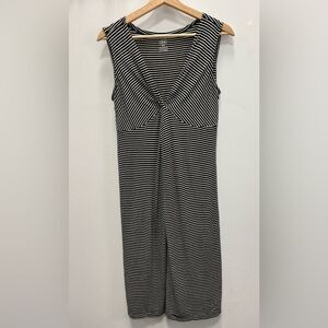 Duo Maternity Black White Striped Sleeveless Dress Size Medium